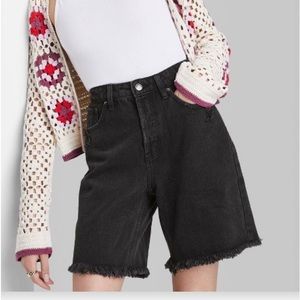 Wild Fable, Womens High Rise Wide Leg Bermuda Jean Shorts